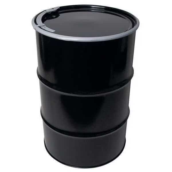 Open Head Transport Drum, Steel, 55 gal, Lined, Black