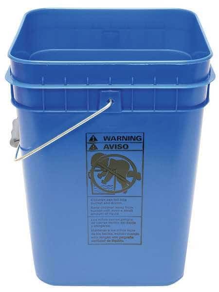 Pail, Open Head, Square, 4 gal, PE, Blue