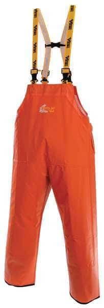 PVC Rain Bib Pants, PVC, 33 1/2 in Inseam, 45 in Waist, 0.75 mm Thickness, Orange, 3XL