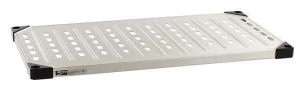 Aluminum, Stainless Steel Louvered Shelf, 30 in W x 24 in D x 1 1/2 in H, Silver