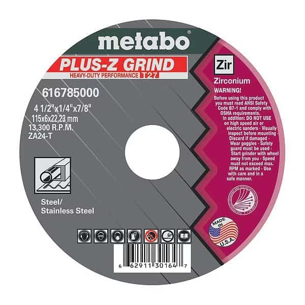 Grinding Wheel, T27, ZA24T, 4.5"X1/4"X7/8"