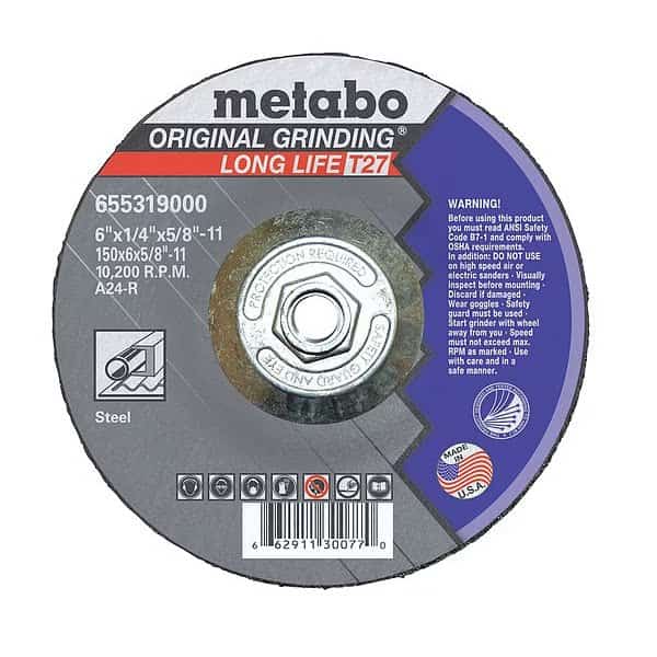 Grinding Wheel, T27, A24R, 6"X1/4"X5/8"-11