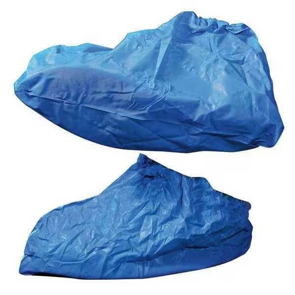 Shoe Covers, Polyethylene, 9 in Overall Height, Elastic Closure, Blue, XL, PK300