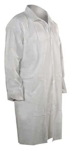 Disposable Lab Coat, Polypropylene, Snaps Closure, White, XL, 25 PK