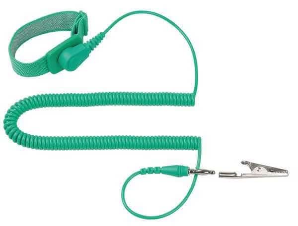 ESD Wrist Strap, Adjustable, 6 ft L, Green