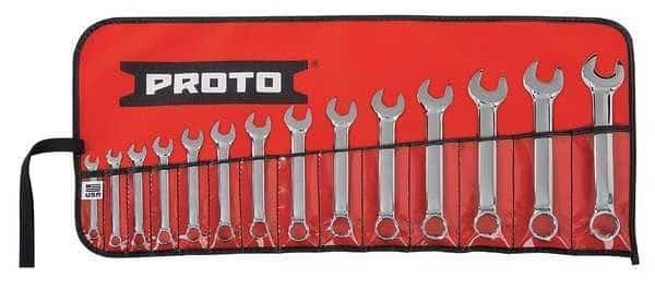 Combo Wrench Set, Short, Metric, 12Pt, 14 PC