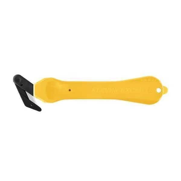 Hook-Style Safety Cutter, 7 in Length, Fixed Steel Blade, Safety Recessed, Yellow, 10PK, Klever, Mfr#: KCJ-4-30Y