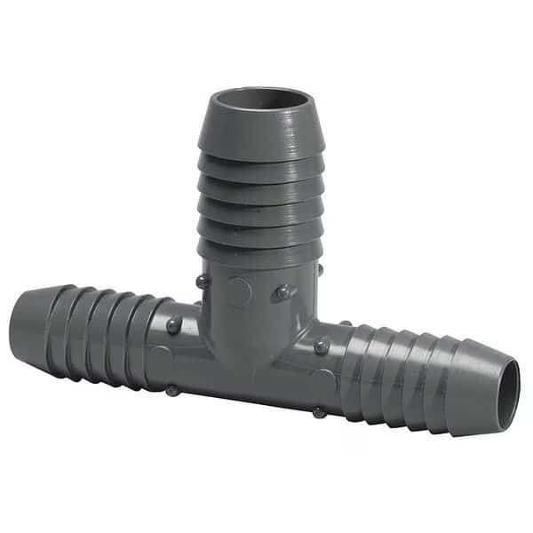 PVC Bullhead Tee, Insert, 3/4 in x 3/4 in x 1 in Pipe Size