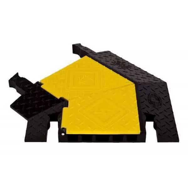 Cable Protector 45 Deg Left Turn, 1-7/8 in H, 2 ft L, 19-3/4 in W, 5 Channel, Polyurethane