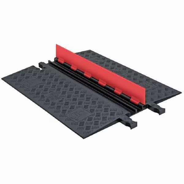Cable Protector, 1-1/4 in H, 39-3/4 in L, 28-1/2 in W, 2 Channel, Polyurethane, Black, Orange