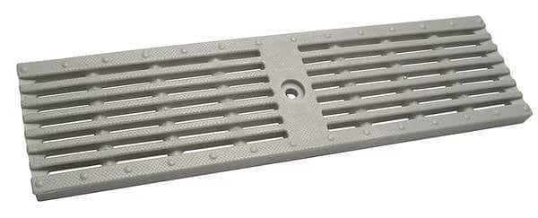 Drop-In Floor Drain Grate, 20 in L x 5-3/8 in W x 3/4 in D, Slotted, Plastic, Grey