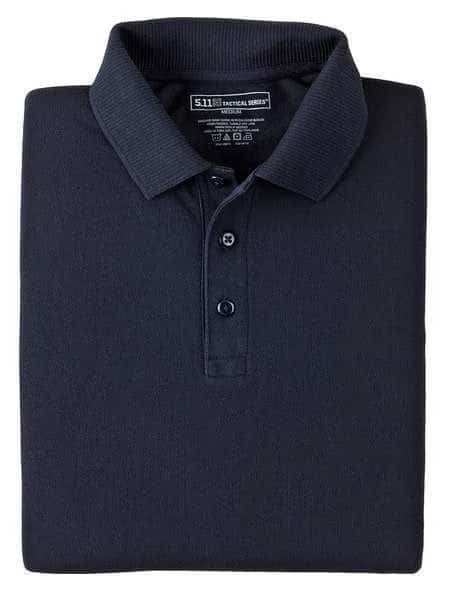 Tactical Polo Shirt, 40% Polyester, 60% Cotton, Button Front, 2 Pocket(s), Navy, S