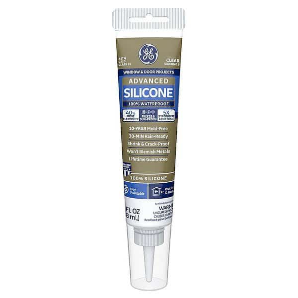 Window & Door Sealant, 2.8 oz, Tube, Clear, Silicone Base