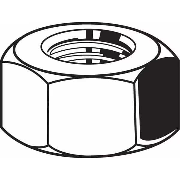 Hex Nut, 1/4"-28, Steel, Grade 2, Zinc Plated, 7/32 in Ht, 100 PK