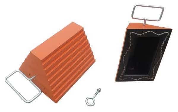 Wheel Chock, Molded Rbr w/Stl Grab, Orange, EnjoyTool Select, Mfr#: 22XW89
