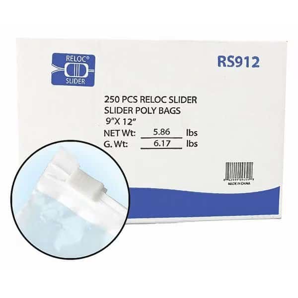 Reclosable Bag, 12 L, 9 in W, 2 mil Thick, Polyethylene, Clear