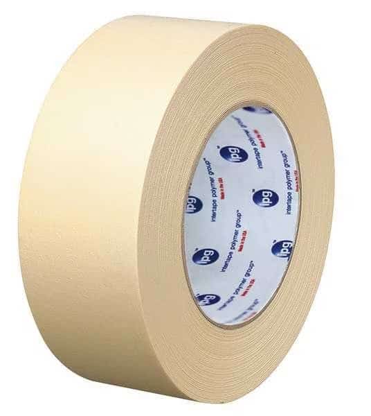 Masking Tape, 12 mm W x 54 4/5 m L, 5.8 mil Thick, Tan, Rubber Adhesive, 72 PK