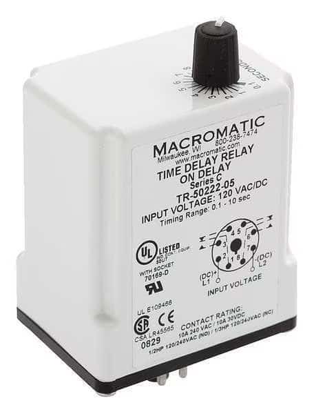 Time Delay Rlay, 240VAC, 10A, DPDT, 1.8 sec.