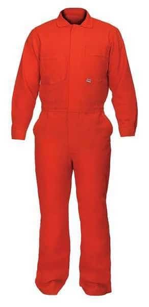 Coverall, 10.8 cal/sq cm ATPV, M, 32 in Inseam, Flame-Retardant 100% Treated Cotton, Zipper