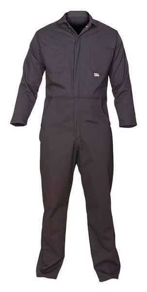 Coverall, 12.4 cal/sq cm ATPV, 3XL, 32 in Inseam, FR Cotton Blend  (88% Cotton, 12% Nylon), Zipper