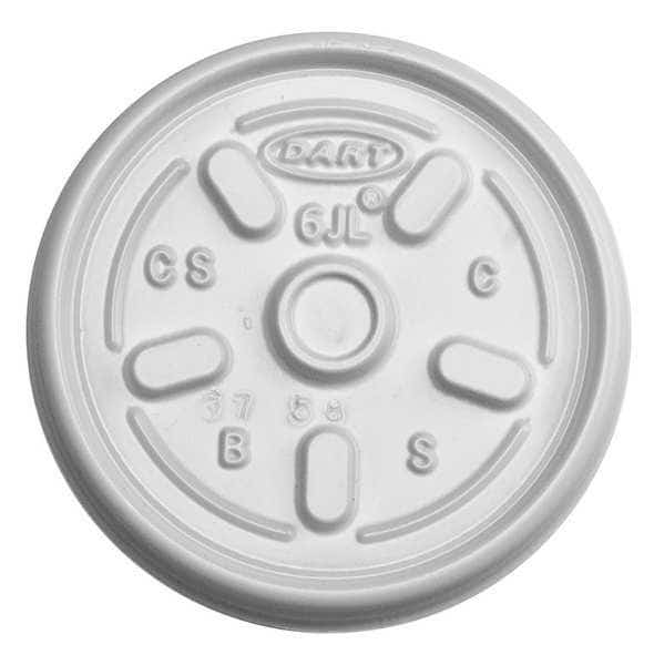 Lid for 2 to 6 oz. Hot Cup, Flat, Non Vented, White, Pk1000