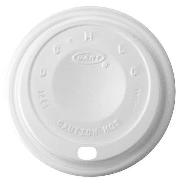Lid for 10 to 14 oz. Hot Cup, Dome, Sip Through, White, Pk1000