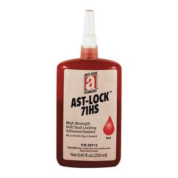 Threadlocker, ANTI-SEIZE TECHNOLOGY 71HS, Red, High, Liquid, 8.45 fl oz, Bottle