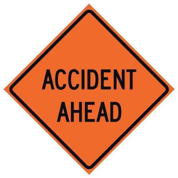 Accident Ahead Traffic Sign, 36 in H, 36 in W, Vinyl, Diamond, English, 669-C/36-NRVFO-AA