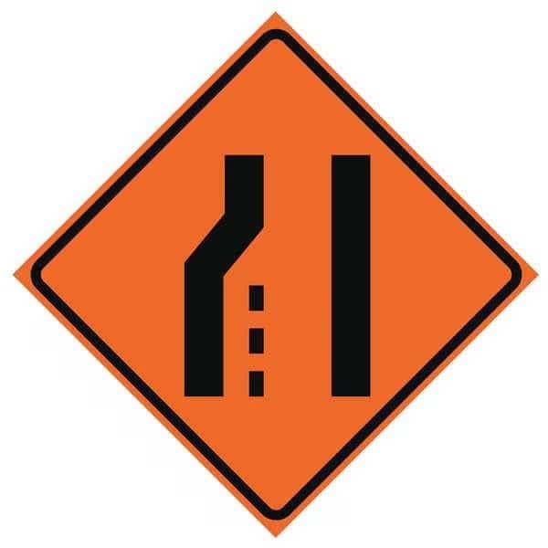 Lane Ends Traffic Sign, 36 in H, 36 in W, Vinyl, Diamond, No Text, 669-C/36-NRVFO-LS