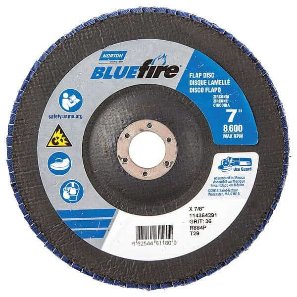Flap Disc, 7 In x 36 Grit, 7/8