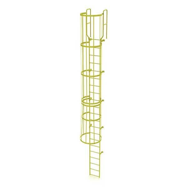 23 ft. 6" Ladder, Steel, WalkThru Fixed Cage, 21-Rung, Steel, 21 Steps, Safety Yellow Finish, Tri-Arc, Mfr#: WLFC1221-Y