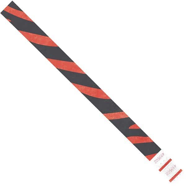 Tyvek Wristbands, 3/4" x 10", Red Zebra Stripe, PK500