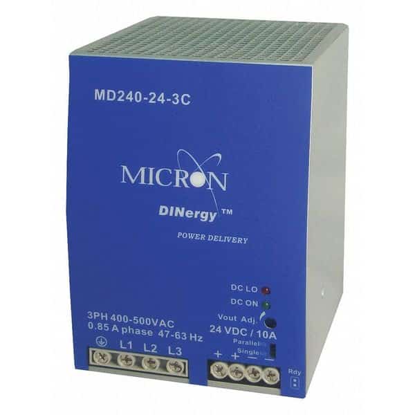 DC Power Supply 22.5 to 28.5VDC 3-phase, Mfr#: MD240-24-3C, MICRON