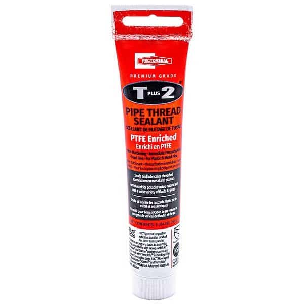 Pipe Thread Sealant 1.8 fl oz, Tube, T Plus 2, White, Paste
