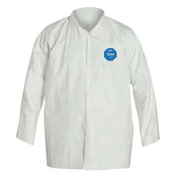 Disposable Shirt, 2XL, Tyvek(R) 400, Snap, Open Cuff, Serged Seam, 50 PK