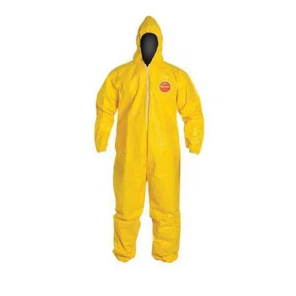 Chemcial Resistant Coverall, Hooded, 6XL, Tychem(R) 2000, Zipper, Elastic Cuff, Elastic Ankle