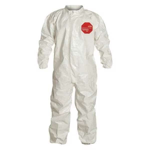 Chemical Resistant Coverall, Collared, L, Tychem(R) 4000, Zipper, Elastic Cuff, Elastic Ankle