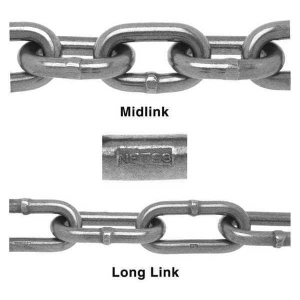 1/2" Marine Alloy Trawl Chain, Long Link, Bright, 300' per Drum