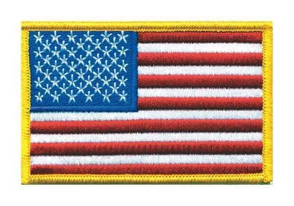 Embroidered Patch, U.S. Flag, Medium Gold