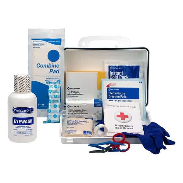 First Aid Kit and Housing, Plastic 160 Components, 25 People Served