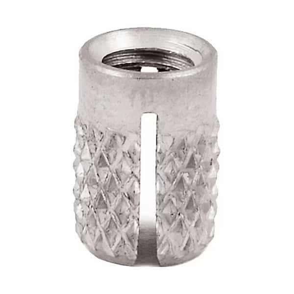 Press Insert, M4-0.70 Int Thrd Sz, 7.950 mm L, 5.842 mm Dia., 18-8 Stainless Steel, Plain, 5 PK