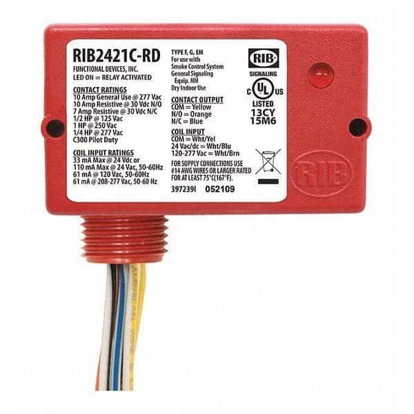 Enclosed Relay, 10A, SPDT, RIB, Mfr# RIB2421C-RD