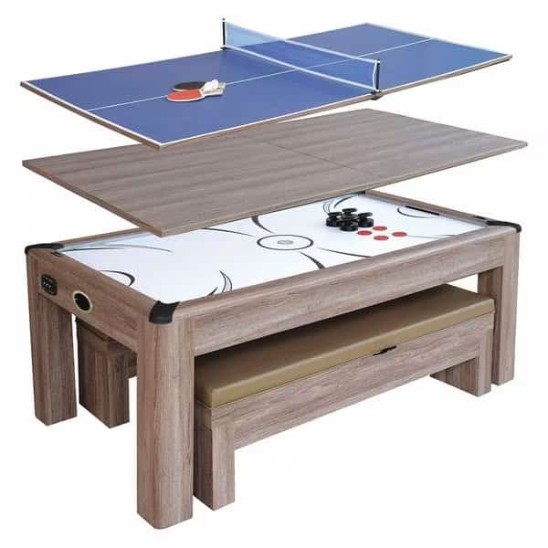 Driftwood Air HockeyTable w/Benchs, 7 ft.