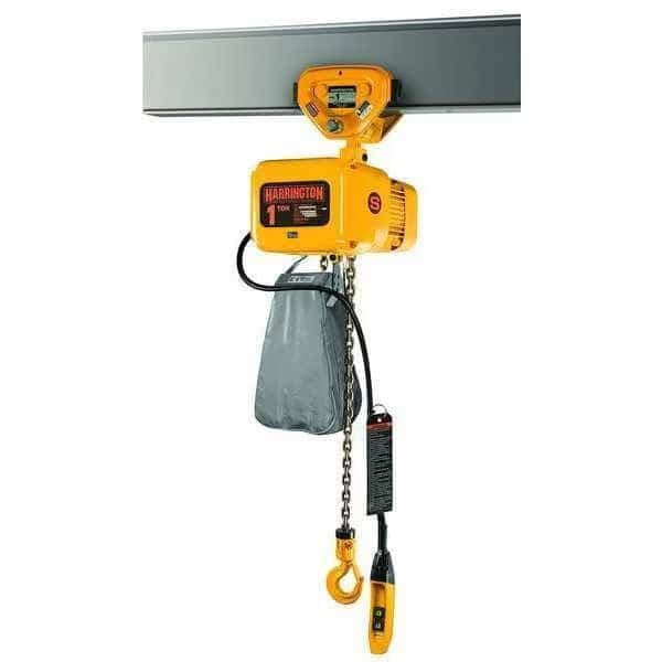 Electric Chain Hoist, 20,000 lb, 15 ft, Push Trolley, 460V, Yellow