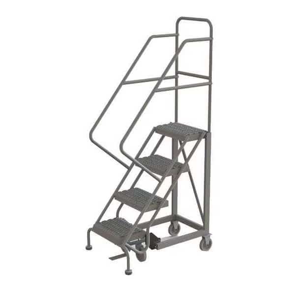76 in H Steel Rolling Ladder, 4 Steps, 450 lb Load Capacity