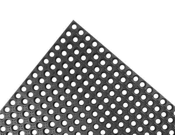 Antifatigue Mat, Rubber, Mini-Diamond Studded Top, 3 ft W x 5 ft L, Black