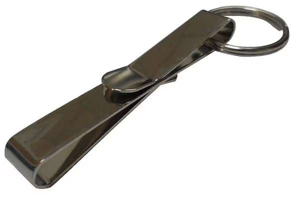 Belt Key Holder, Silver, Steel, Clip-On Double Locking, Nickel Plated