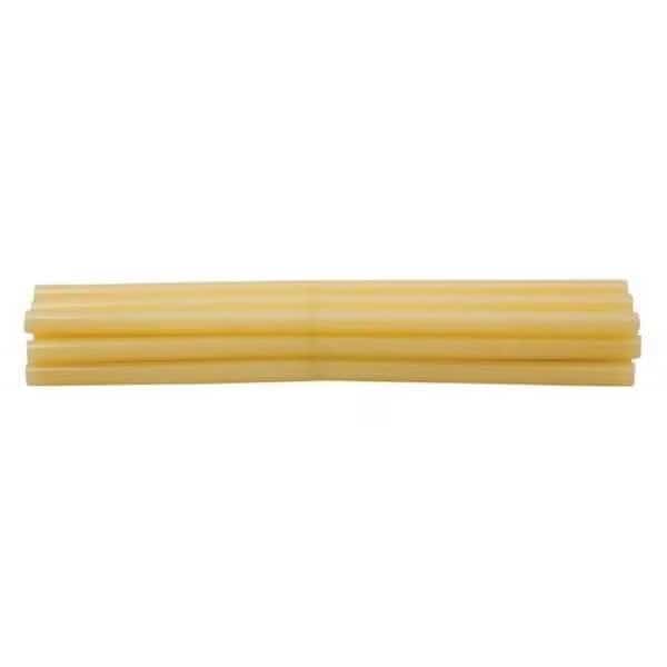 Hot Melt Adhesive, Amber, 1/2 in Dia, 12" L, Not Specified Begins to Harden