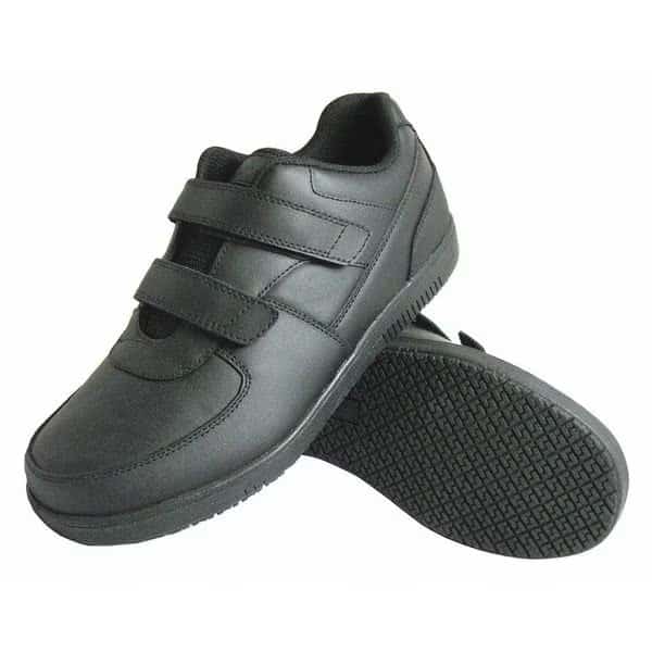 Men's Hook-and-Loop Shoes, 13 W, Leather, Black