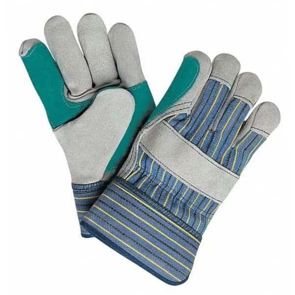 Leather Gloves, Cowhide, Safety Cuff, Wing Thumb, Full Finger, Gray, XL, 12 PK